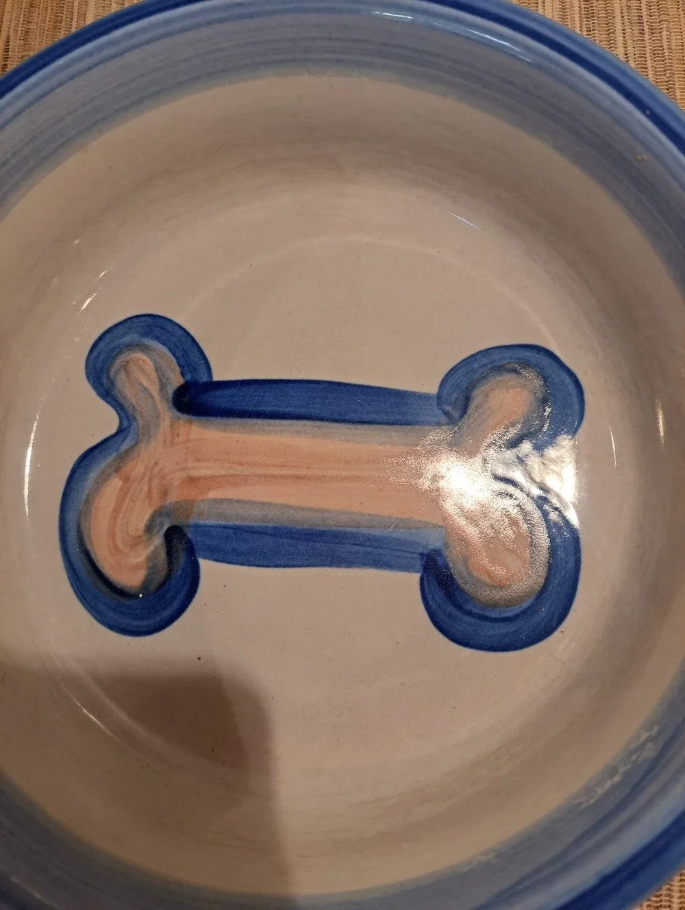 M A Hadley Country Scene My Dog Our Dog Bowl w/ Bone in Center